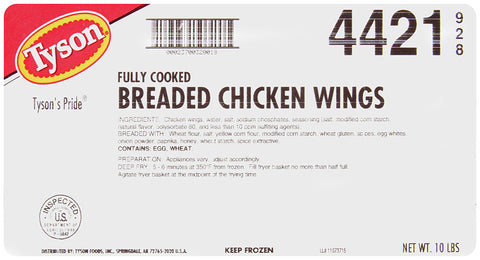 Tyson® CHICKEN WING WHOLE BREADED FC 10044210928