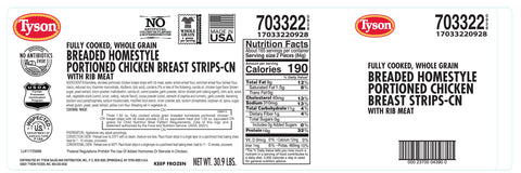 Chicken Breast Strip Breaded Whole Grain Whole Muscle 1.5 Oz 703322-0928