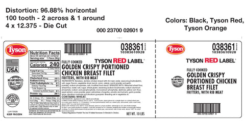 Tyson Red Label Frozen Fully Cooked Select Cut Golden Crispy Breaded Chicken Breast Filets, 5 Pounds -- 2 per case