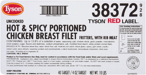 Tyson® Red Label™ CHICKEN BREAST FILLET FRITTER BREADED HOT 'N SPICY 4 OZ 10383720928