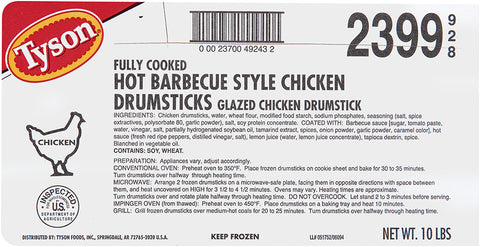 Tyson® CHICKEN DRUMSTICK REGULAR HOT BBQ SLUGGERS® FC 10023990928