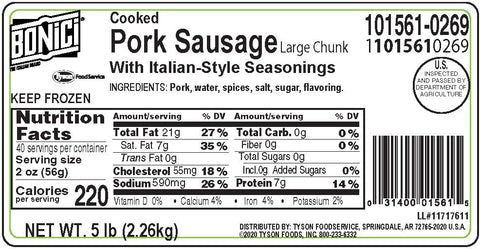 Bonici® SAUSAGE W/ ITALIAN STYLE SEASONING FC 11015610269