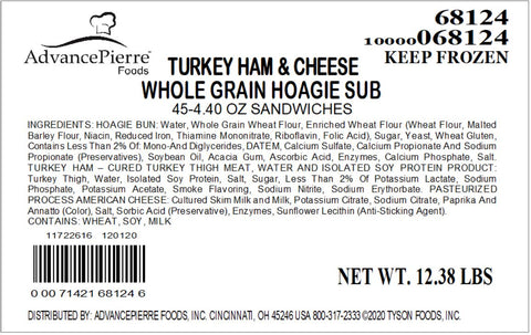 Sandwich Turkey Ham And Cheese Whole Grain Sub 68124