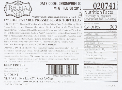 Tortilla Flour White Pressed 12