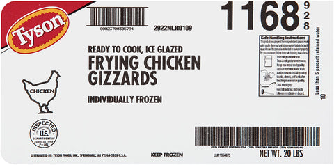 Chicken Gizzard Ice Glazed Fryer Non Marinated Unbreaded If 1168-0928