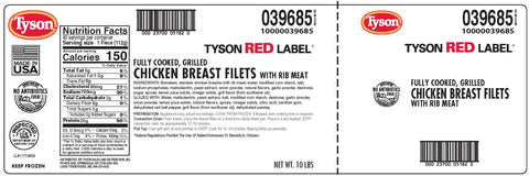 Tyson® Red Label™ CHICKEN BREAST FILLET BONELESS SKINLESS GRILLED