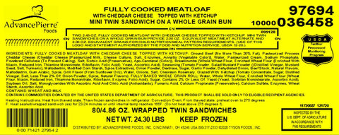 Advancepierre™ SANDWICH CHEESEBURGER LOADED MINI TWIN FC IW