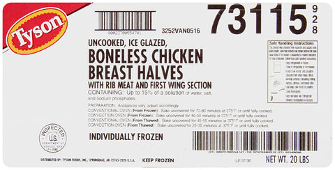 Tyson® CHICKEN BREAST AIRLINE HALVES W/ 1ST JOINT 8 OZ 10731150928