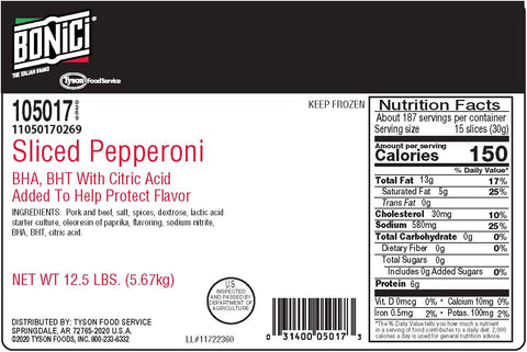 Bonici® PEPPERONI SLICED ORIGINAL STYLE FZ