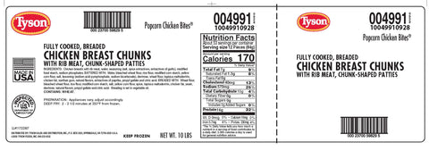 Tyson® CHICKEN POPCORN BITES PORTION PERFECT ORIGINAL HOMESTYLE BREADED FC 10049910928