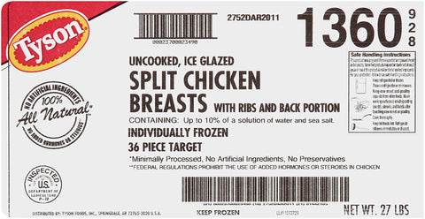 Chicken Breast Split W/ Backs Xlarge Uc If 1360-0928