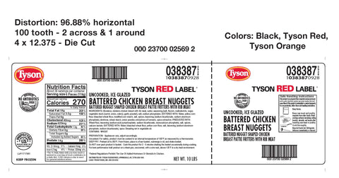 Tyson Red Label Breaded Battered Chicken Breast Nugget, 5 Pound -- 2 per case.