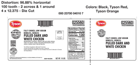 Chicken Pulled 100% All Natural Low Sodium Pulled Reverse Blend Dark/white Meat 65/35 25560-0928
