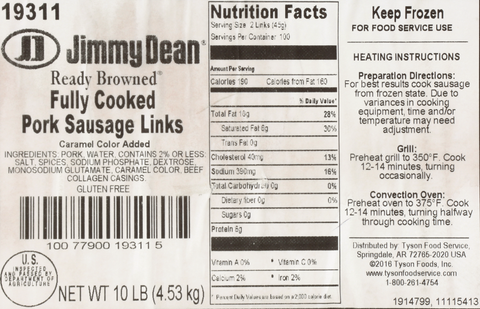 Sausage Link Fully Cooked Trim Natural Casing 0.80 Oz