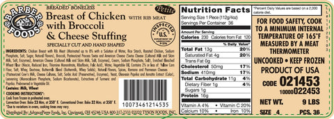 Barber Foods® 4 OZ CHICKEN STFD BROCCOLI & CHEESE