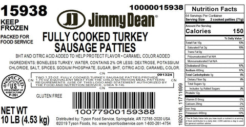 Sausage Patty Turkey Formed Fc