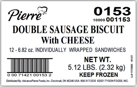 Biscuit Double Sausage With Cheese Iw 7.1 Oz 0153