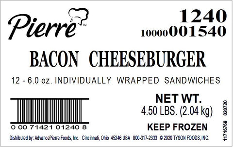 Sandwich Jumbo Bacon Cheeseburger Iw 6 Oz 1240