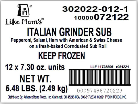 Mom's SANDWICH HAM SALAMI PEPPERONI W/ CHEESE AMERICAN & SWISS BUN CORN DUSTED