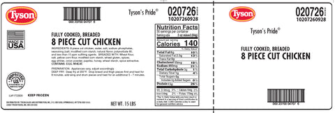 Chicken 8-way Cut Breaded Fully Cooked 20726-0928