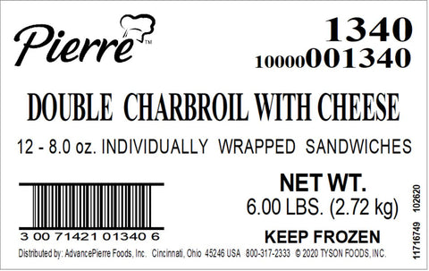 Pierre® SANDWICH JUMBO DOUBLE BEEF CHARBROIL W/ CHEESE IW 8 OZ 10000001340