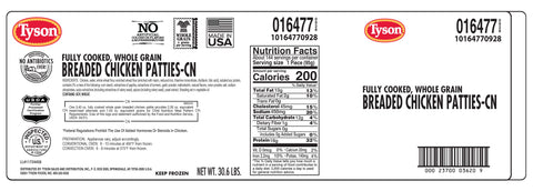 Chicken Patty Breaded Homestyle Whole Grain 16477-928