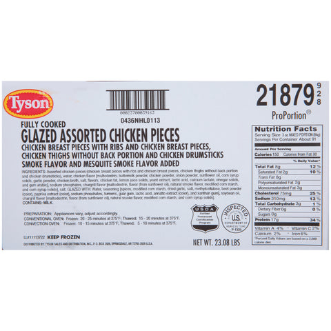 Tyson® CHICKEN BONE-IN SEASONED GLAZED MESQUITE & SMOKE FLAVORED PROPORTION® 10218790928