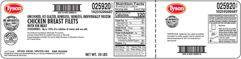 Tyson® CHICKEN BREAST BONELESS SKINLESS RANDOM 10259200687