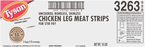 Tyson® CHICKEN LEG MEAT STRIPS F/ STIR FRY RAW SKINLESS