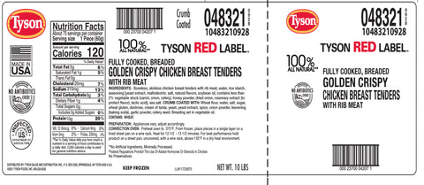 Chicken Tenderloin All Natural* Crumb Coated Premium Fc 48321-0928