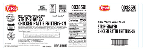 Tyson® CHICKEN TENDERS KRISP N' KRUNCHY™ BREADED WHOLE GRAIN 1.2 OZ 10038590928