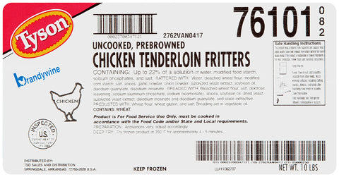Tyson® CHICKEN TENDERLOIN FRITTERS, SAVORY BREADED, MEDIUM, UNCOOKED, BLANCHED 10761010082