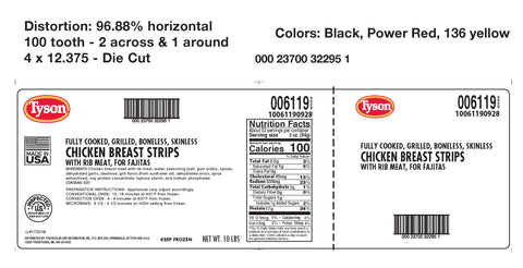Tyson Fajita Formulated Chicken Breast Strip, 5 Pound -- 2 per case.