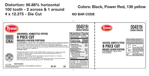 Tyson® CHICKEN 8-PIECE CUT HOMESTYLE PEPPER BREADED 10045190928