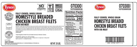 Chicken Whole Muscle Fillet Whole Grain Breaded Golden Crispy 4 Oz 70300-0928