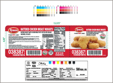 Tyson Tempura Chicken Breast Nugget, 10 Pound.