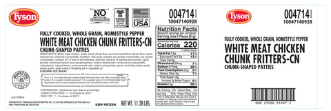 Tyson® CHICKEN CHUNKS HOMESTYLE PEPPER, W/ SPC 10047140928