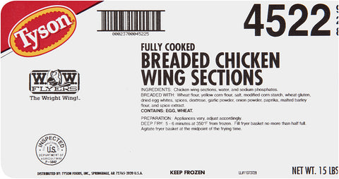 Chicken Wing Breaded Fc Ww Flyers 1st & 2nd Joint Small 4522-0928