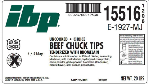 IBP® BEEF DICED CUT & READY, USDA CHOICE, 15% MARINATION 10155161208