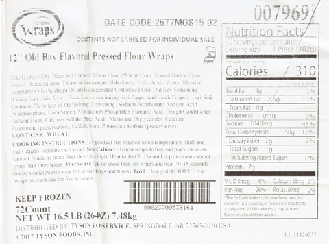 Mexican Original® TORTILLA FLOUR OLD BAY FLAVORED PRESSED 12