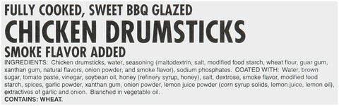 Tyson® CHICKEN BBQ SLUGGERS® GLAZED DRUMSTICKS 10021330928