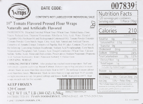 Mexican Original® TORTILLA FLOUR TOMATO 10