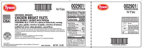 Tyson® CHICKEN BREAST FILLET BREADED HOT 'N SPICY 4 OZ 10029010928