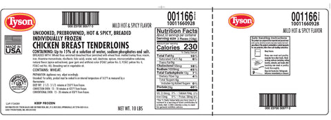 Tyson® CHICKEN TENDERLOIN BREADED HOT ’N SPICY 10011660928