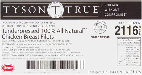 Chicken Breast Fillet All Natural Tenderpressed Rtc 5 Oz 2116-0928