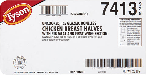 Tyson® CHICKEN BREAST AIRLINE HALVES W/ 1ST WING SECTION 10 OZ 10074130928