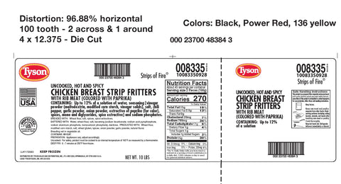 Tyson Buffet Chicken Breast Strip of Fire, 5 Pound -- 90 per case.