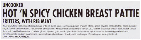 Chicken Breast Patty Hot 'n Spicy 38382-0928