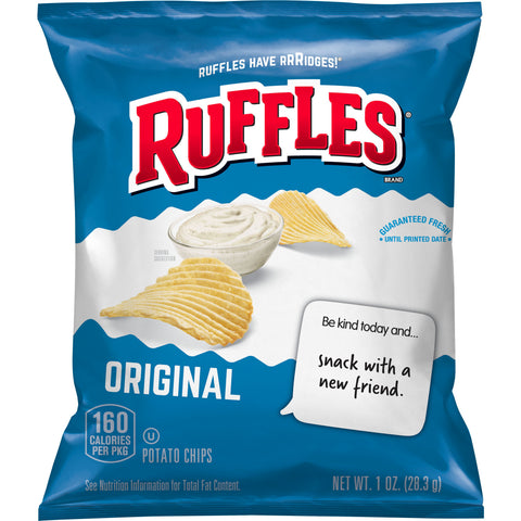 Ruffles Original Potato Chips, 1 Ounce -- 104 per case.
