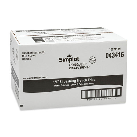 Conquest Delivery Plus Clear Coated Shoestring Cut Fries, 4.5 Pound -- 6 per case